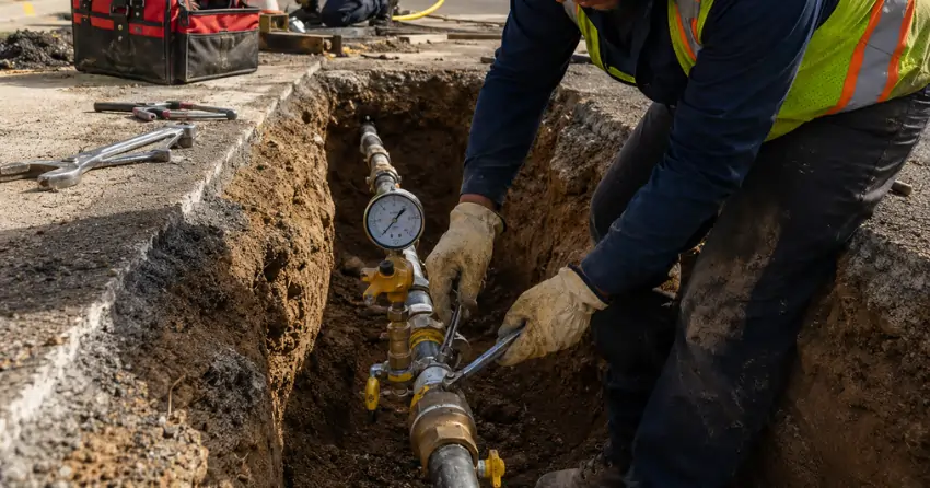 gas line repair in New York after Enbridge shut-off pressure test and inspection