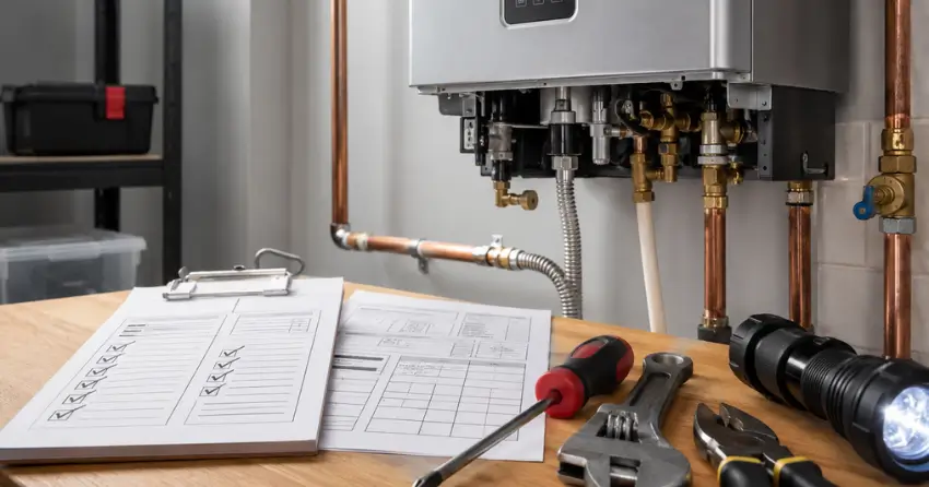 maintenance tankless water heater service documentation and completed visit The Bronx