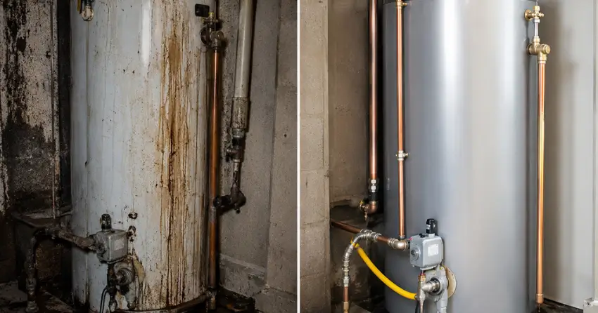 before and after water heater repair Brooklyn