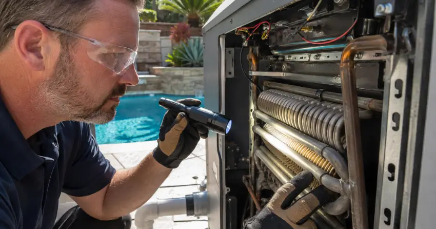 gas pool heater heat exchanger inspection service New York