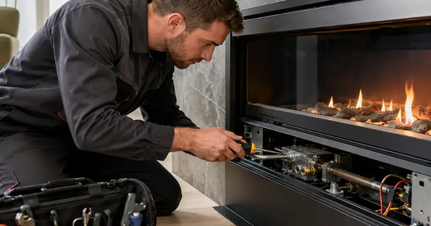 gas fireplace repairman Manhattan servicing direct vent unit