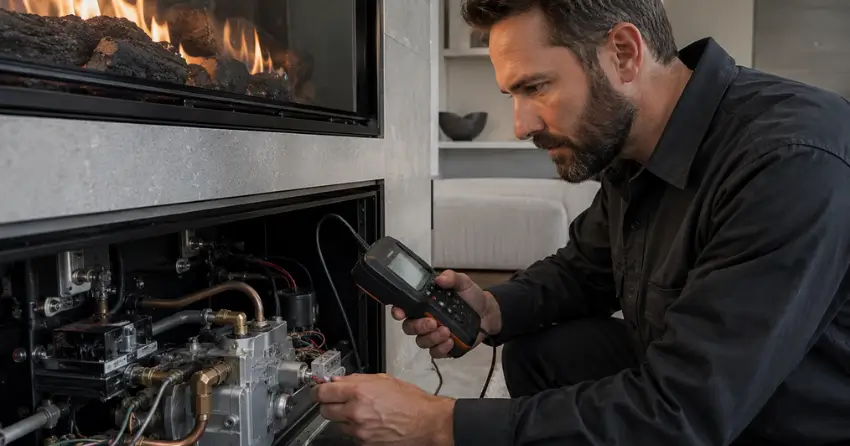 fireplace specialist diagnosing gas valve fault Brooklyn